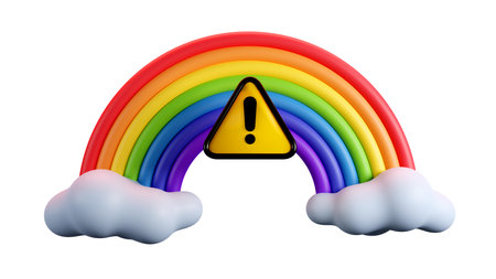 3D rendering of the rainbow with an exclamation sign, LGBT symbol, transgender rainbow vibrant colorful colors, bisexual, Equality and self-affirmation conceptの写真素材