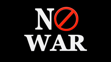 3D rendering of NO WAR message, on  color background, stop the war, no war and world peace conceptの写真素材