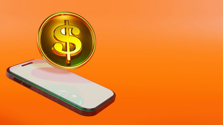 3D rendering of payment online service on smartphone mobile, banking service, E-commerce online payment conceptの写真素材