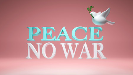 3D rendering of dove bird peace symbol stop war, no war and world peace conceptの写真素材