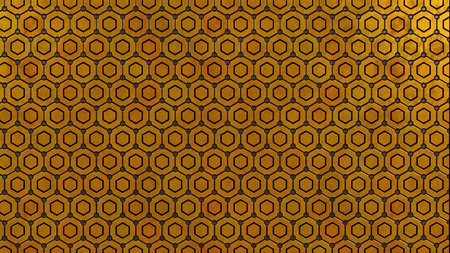 3D rendering of geometric goldern metal, steel pattern, metal flooring background, design artworkの写真素材