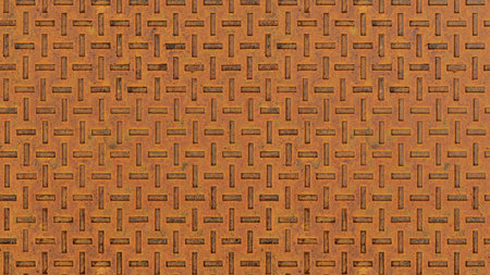 3D rendering of rusty diamond plate steel pattern, metal flooring background, design artwork, backdrop or skin productの写真素材
