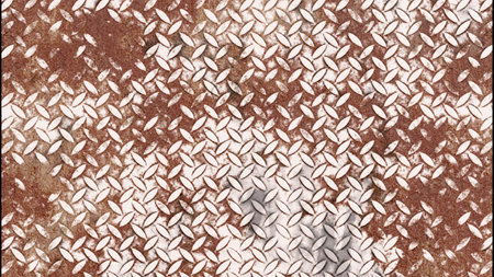 3D rendering of rusty diamond plate steel pattern, metal flooring background, design artwork, backdrop or skin productの写真素材