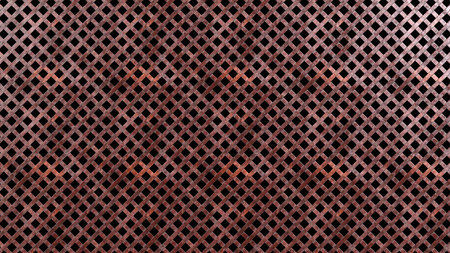 3D rendering of copper perforate metal texture, metal grid floor pattern, background and texture designの写真素材