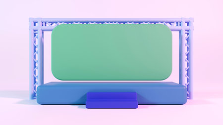 3D rendering of pastel cute minimal stage with aluminum truss and blank backdrop for all eventの写真素材