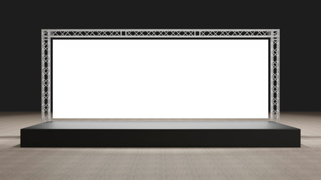 3D rendering of the simple stage with truss structure and blank backdrop for all events, Presentation conceptの写真素材