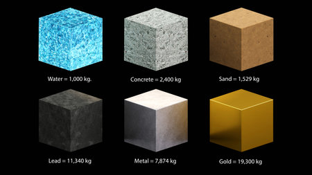 3D rendering of the weight and mass density different of metter object, mass, volume, measurement of density,Matters science conceptの写真素材