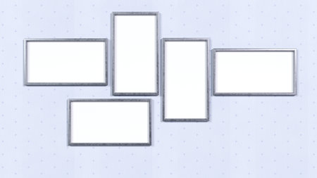 3D rendering of blank white mock-up frames on color texture wall, office poster design frames, wall art decoration, banner, modern home, interior decoration conceptの写真素材