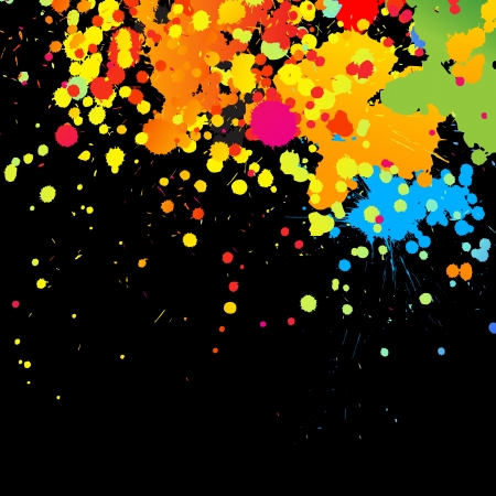 Vector colorful paint, drops, ink splashes. Grunge illustration background.のイラスト素材