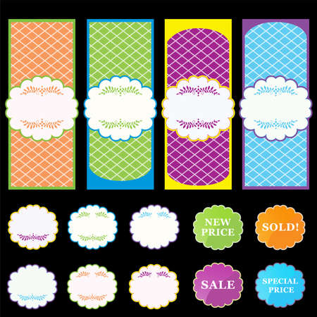 set of beautiful colored labels and tags for sale のイラスト素材