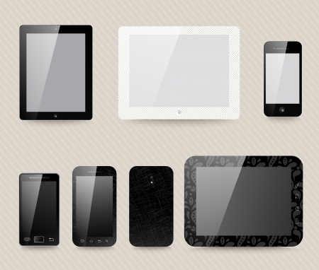 different generic models of tablet devices and smart phones.のイラスト素材
