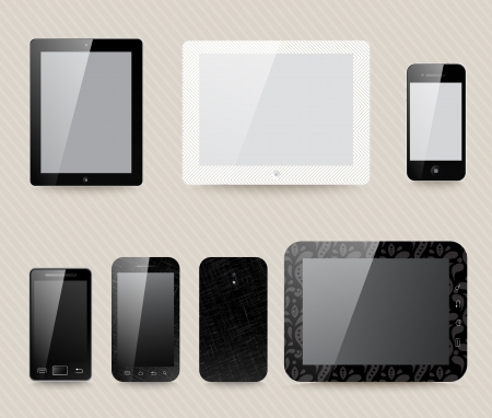 Illustration pour different generic models of tablet devices and smart phones. - image libre de droit