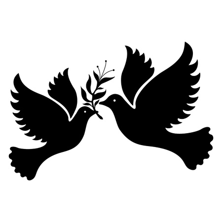 A free flying white dove symbol  のイラスト素材