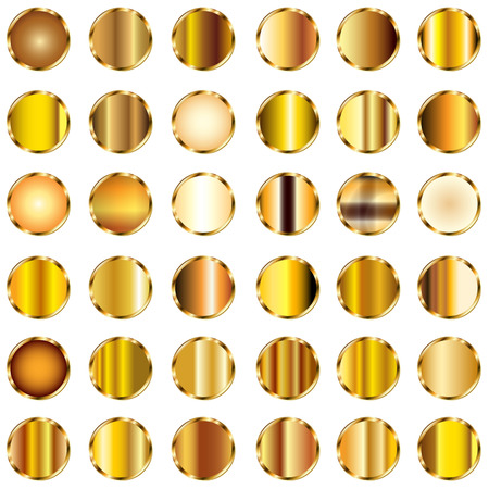 Set of round gold gradients buttons  のイラスト素材