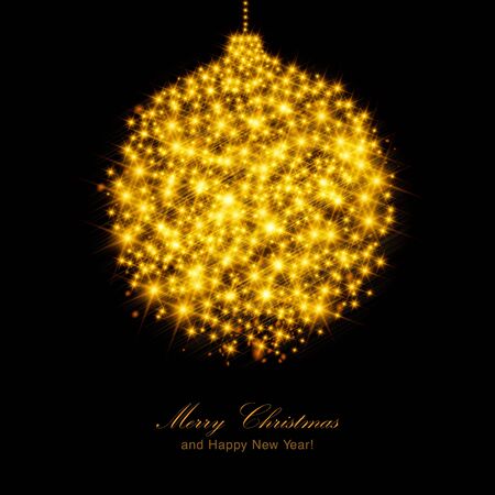 Merry Christmas and Happy New Year card design - glittering lights orb.のイラスト素材