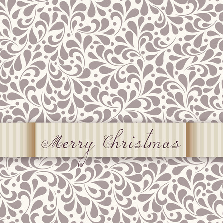 Vintage Christmas styled card with floral ornament background. Perfect as invitation or announcement.のイラスト素材