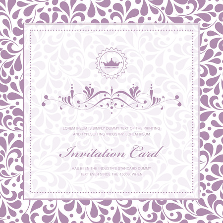 Vintage styled card with floral ornament background. Perfect as invitation or announcement.のイラスト素材