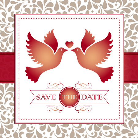 Wedding card or invitation with floral ornament background. Perfect as invitation or announcement.のイラスト素材