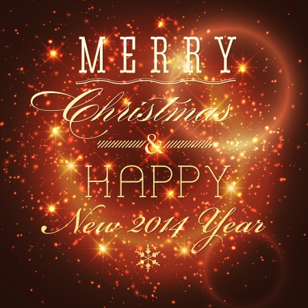 Elegant glittery Merry Christmas and Happy New Year card design. Perfect as invitation or announcement.のイラスト素材