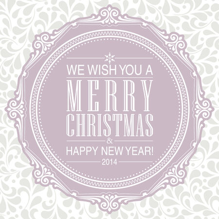 Merry Christmas and Happy New Year invitation card in an old-style beige.のイラスト素材