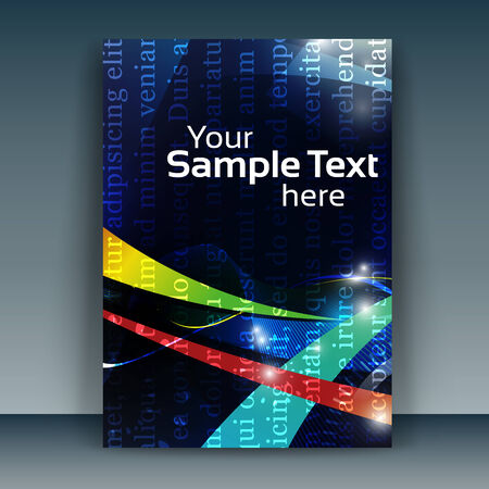 Flyer or cover design business. Illustration of futuristic abstract glowing smooth waves background, resembling motion blurred neon light curves.のイラスト素材