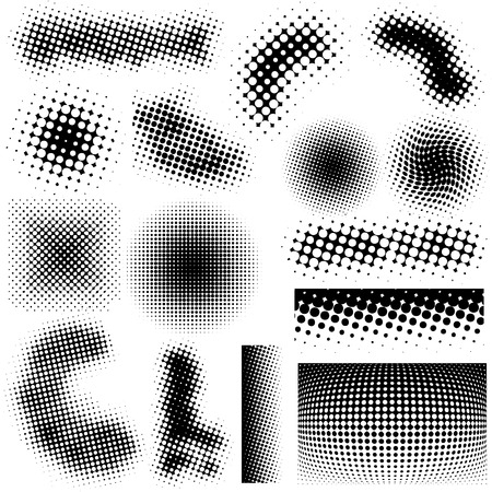 Collection set of different abstract halftone art elementsのイラスト素材