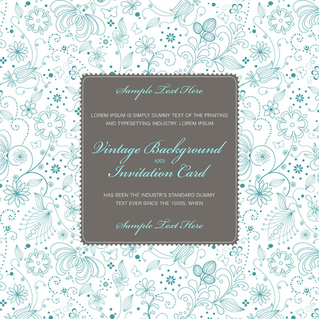 Cute invitation card with vintage ornament backgroundのイラスト素材