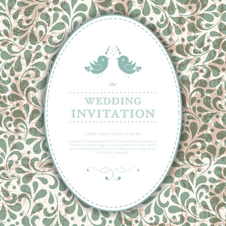 Wedding card or invitation with abstract floral ornament background. Perfect as invitation or announcement. のイラスト素材