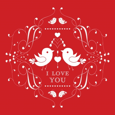 Happy Valentine's Day invitation card with floral ornament label. I Love You. Perfect as invitation or announcement.のイラスト素材