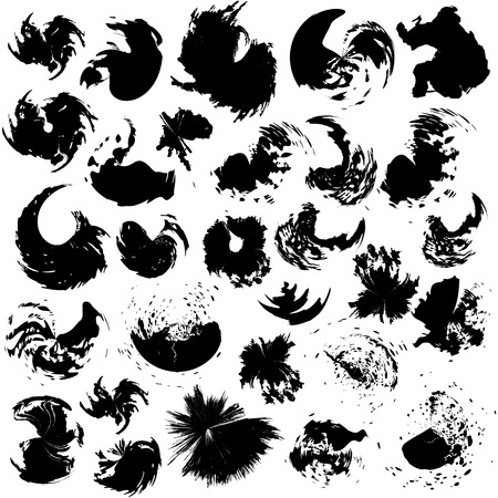 Set of grunge circle brush strokes.のイラスト素材