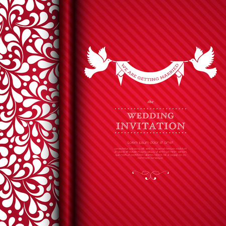 Wedding card or invitation with floral ornament background. Perfect as invitation or announcement.のイラスト素材