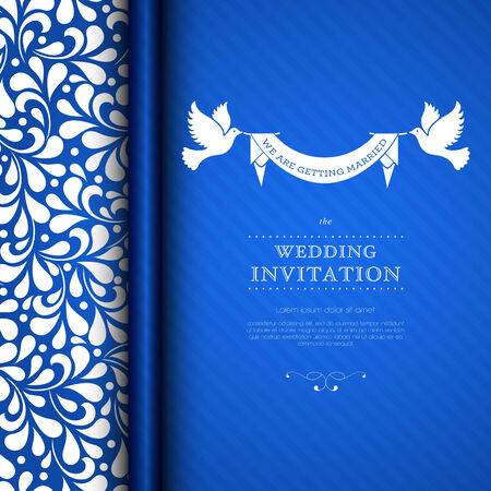 Wedding card or invitation with floral ornament background. Perfect as invitation or announcement.のイラスト素材