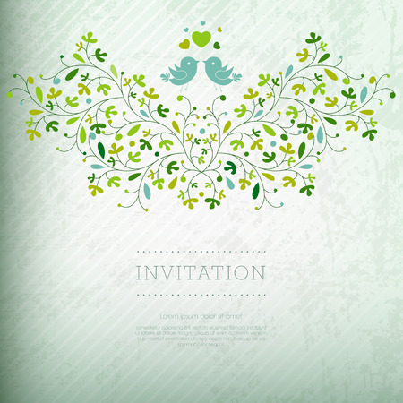 Wedding card or invitation with floral ornament background. Perfect as invitation or announcement. のイラスト素材