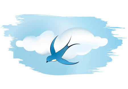 beautiful swallow flying to sky のイラスト素材