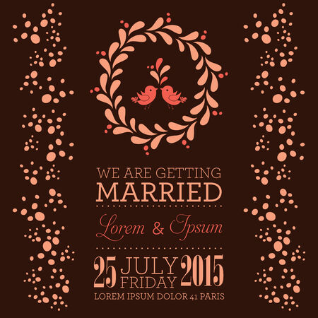 Wedding card or invitation with floral ornament background. Perfect as invitation or announcement.のイラスト素材