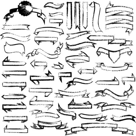 Beautiful brush ribbons, elements for design.のイラスト素材