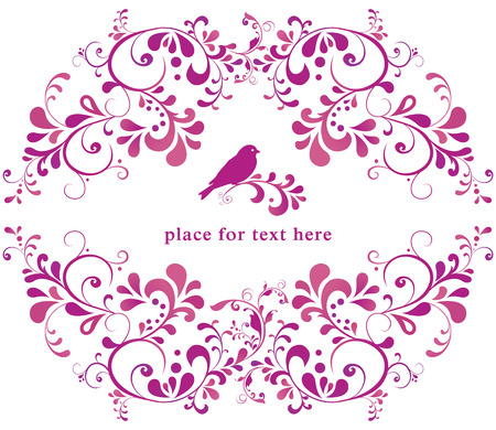 beautiful floral romantic for greeting card, bird illustrationのイラスト素材