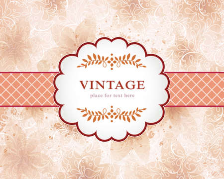 vintage styled card with floral ornament illustration backgroundのイラスト素材