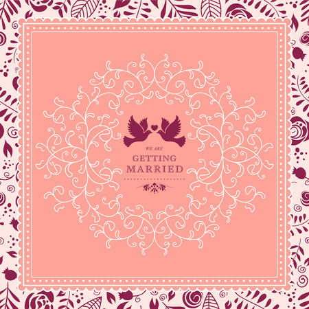 Wedding card or invitation with floral ornament background. のイラスト素材