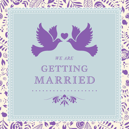 Wedding card or invitation with floral ornament background. のイラスト素材