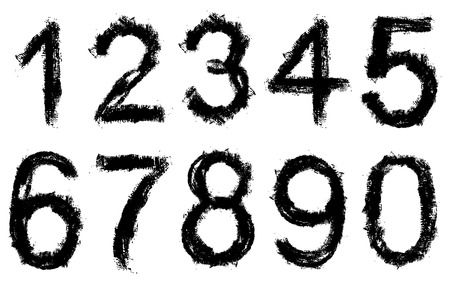 Art sketched stylized grunge number. Hand drawn letters. Graphic elements.のイラスト素材
