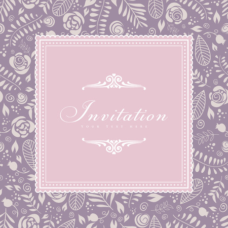 Wedding card or invitation with floral ornament background. Perfect as invitation or announcement. のイラスト素材