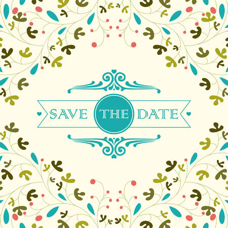 Wedding card or invitation with floral ornament background. Perfect as invitation or announcement. のイラスト素材