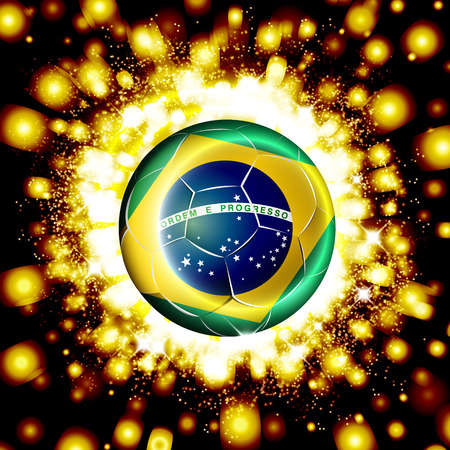 Soccer poster with football ball with Brazil flag. のイラスト素材