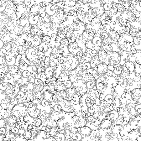 Hand drawn abstract flowers seamless illustration backgroundのイラスト素材