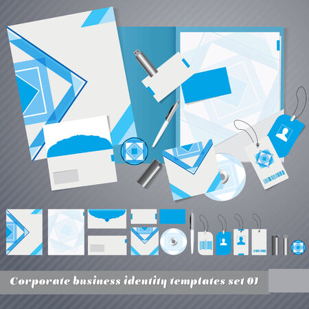 Corporate identity templates. Corporate identity templates: design folder, business cards, letter paper, envelope, disk, disk cover, pen, badge, lighter, usb flash drive. For vector version, see my portfolio.  のイラスト素材