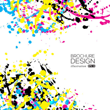 Colorful ink and brush strokes. Abstract design element. のイラスト素材