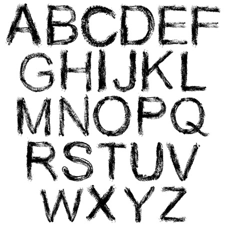 Art sketched stylized grunge alphabet  Hand drawn letters  Graphic elements  のイラスト素材