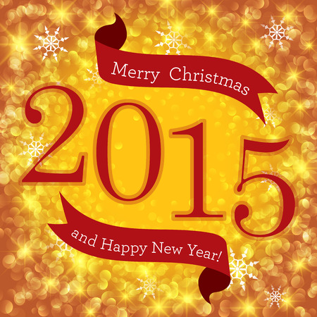 Merry Christmas and Happy New Year 2015 greeting card. Holiday design. Party poster, greeting card, banner or invitation.のイラスト素材