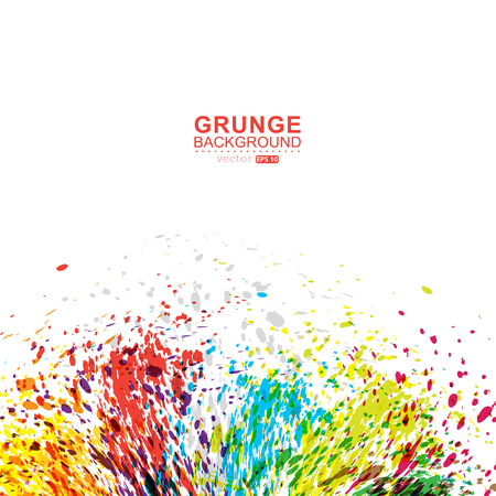 Background with colorful spots and sprays on a white.のイラスト素材